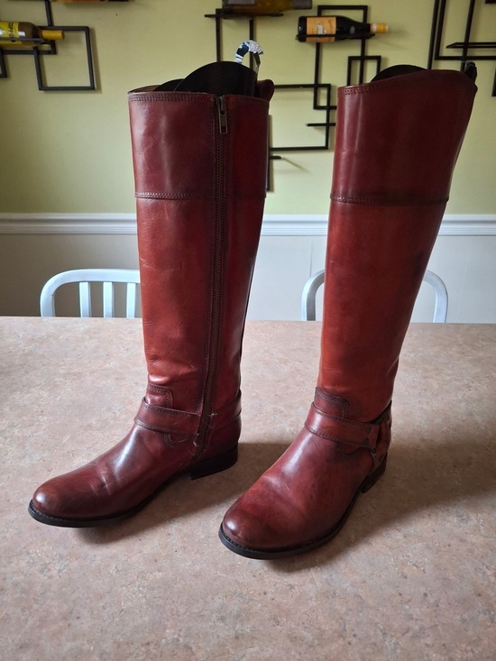 Frye Shoes - Frye Red-Brown Leather Riding Boots